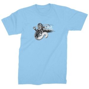 StrangeLove Charles Bukowski Worm Short Sleeve T-Shirt Carolina Blue Size Large